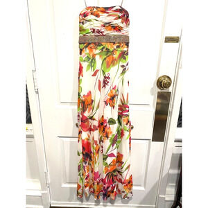 CASHE Vintage special occasion long colorful halter dress women's size 4 (small)
